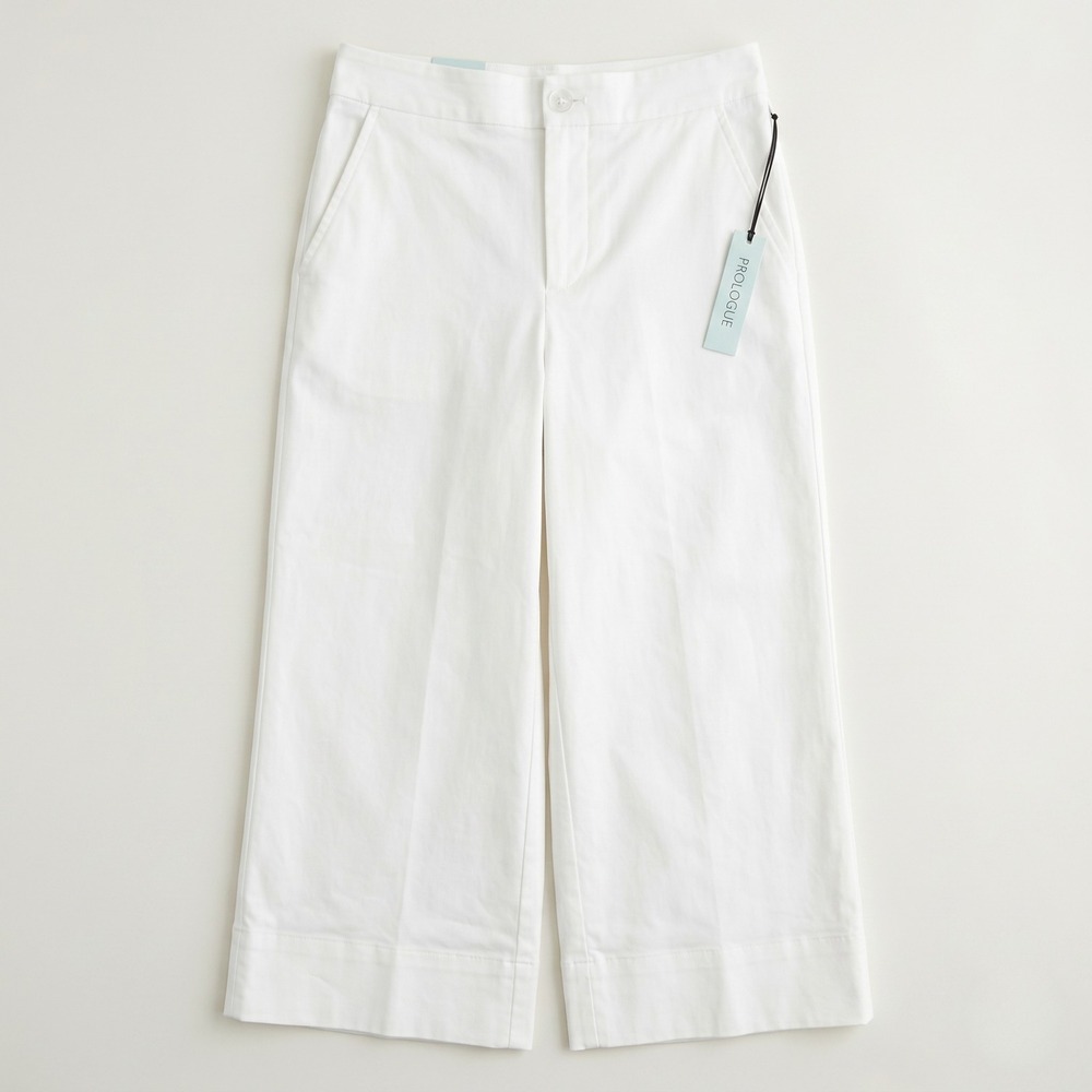Prologue Cropped Wide Leg Pants Womens 2 Cream‎ High Waist Stretch Cotton NWT - Picture 2 of 9